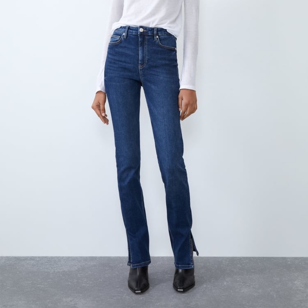 ZARA Hi Rise Split Skinny Jeans